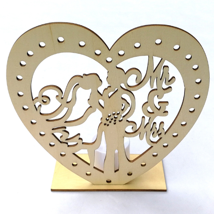 

2 PCS Creative Heart Shaped Wooden Decoration Romantic Wooden Sign LED Candle Light(JM01456)