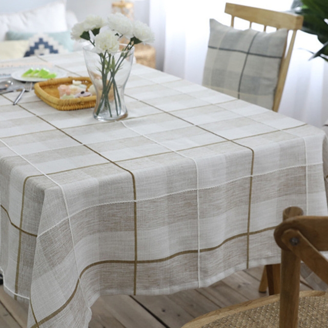 

Grid Pattern Cotton Linen Cotton Table Cloth For Dustproof Home Decor Dinner Table Cover, Size:60x60cm(Light Coffee)