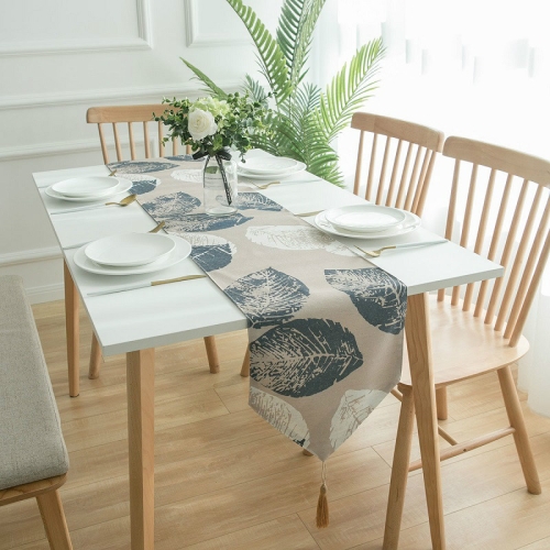 

Modern Table Runners Printed Cotton Linen Dining Table Cloth, Size:30x180cm(Leaves)