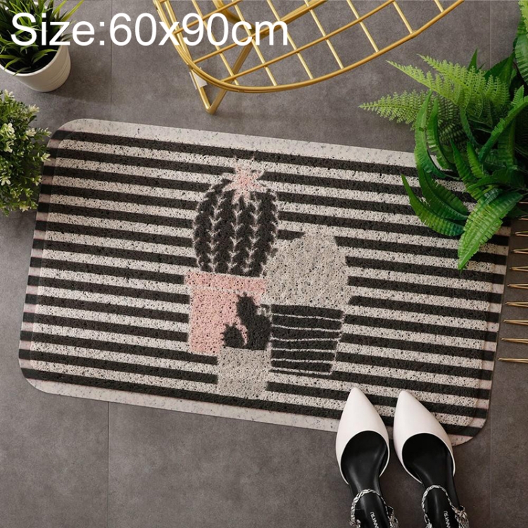 

60x90cm Entrance Hall Carpet PVC Wire Loop Mat Door Mat Living Room Floor Non-slip Rug(Stripe)