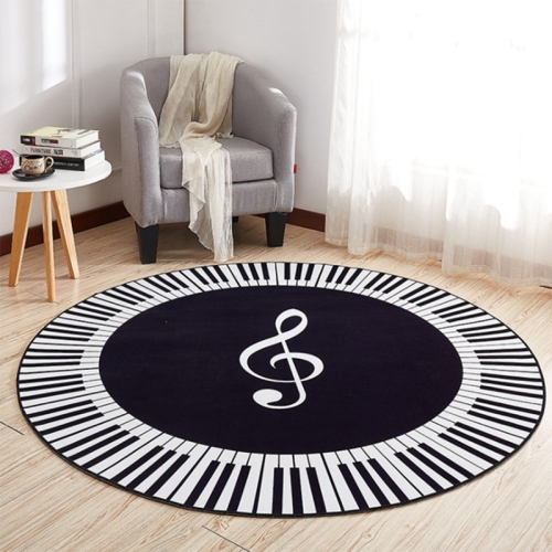 

Music Symbol Piano Key Round Carpet Home Bedroom Mat Floor Decoration Rug, Diameter: 80cm(Round Piano)