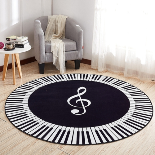 

Music Symbol Piano Key Round Carpet Home Bedroom Mat Floor Decoration Rug, Diameter: 120cm(Round Piano)