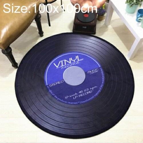 

Creative Retro 3D DVR Record Carpet Round CD Floor Mat Home Decor Living Room Kid Bedroom Decoration Rug, Diameter 100cm(Blue)