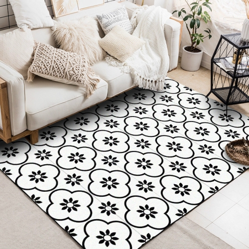 

45x75cm Geometric Flower 3D Printed Carpets Living Room Bedroom Area Rugs Sofa Antiskid Mats, Color:Black White