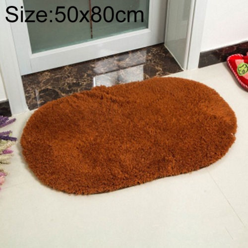 

Faux Fur Rug Anti-slip Solid Bath Carpet Kids Room Door Mats Oval Bedroom Living Room Rugs, Size:50x80cm(Coffee)
