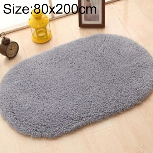 

Faux Fur Rug Anti-slip Solid Bath Carpet Kids Room Door Mats Oval Bedroom Living Room Rugs, Size:80x200cm(Silver Gray)