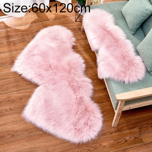 

Creative Double Heart Imitation Wool Carpet Sofa Cushion Mat Plush Bedroom Living Room Floor Rugs, Size:60x120cm(Light Pink)