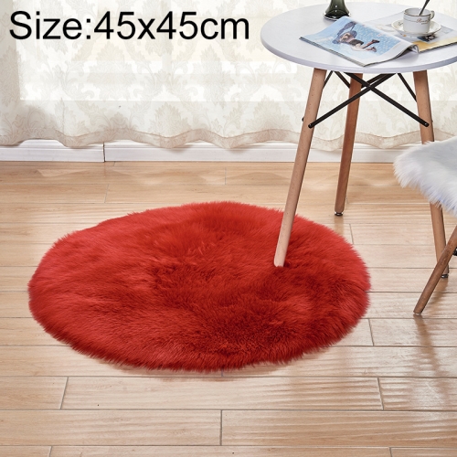 

Long Plush Round Carpet Living Room Decoration Imitation Wool Carpet Mat, Size:45x45cm(Red)