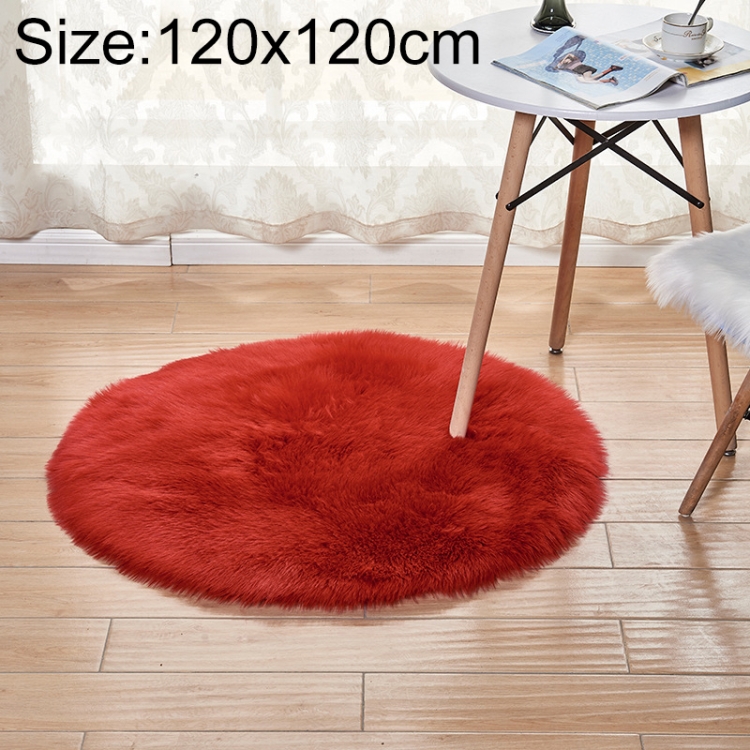 

Long Plush Round Carpet Living Room Decoration Imitation Wool Carpet Mat, Size:120x120cm(Red)