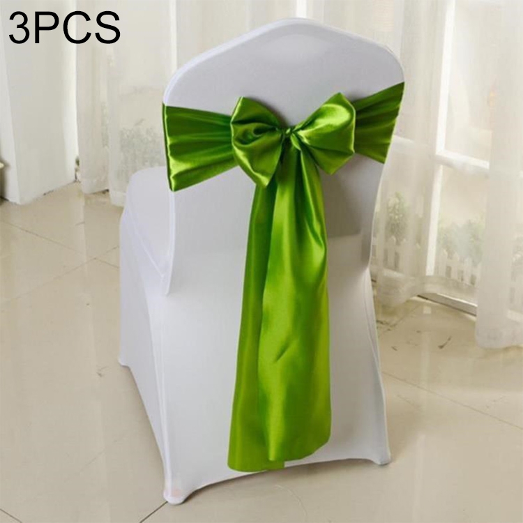 

3 PCS Satin Fabric Chair Bows Wedding Chairs Knot Decoration(Green)