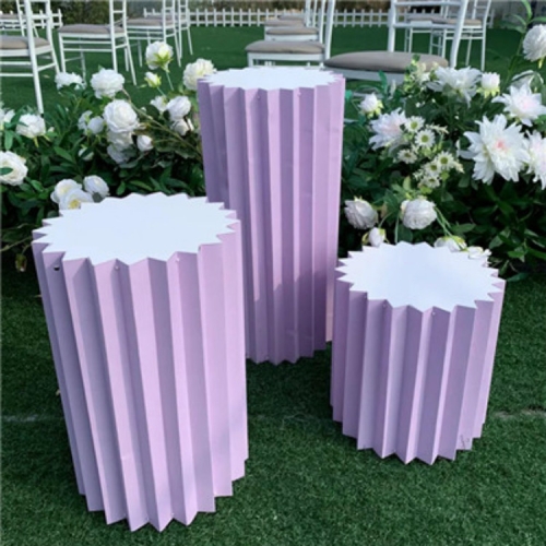 

3 in 1 Wedding Props Wedding Stage Origami Cylinder Shopping Mall Window Guide Decoration(Light Purple)