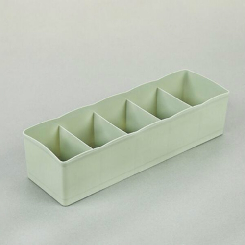 

2 PCS 5-grids Multi-function Plastic Drawer Organizer Underwear Closet Storage Box(Green)