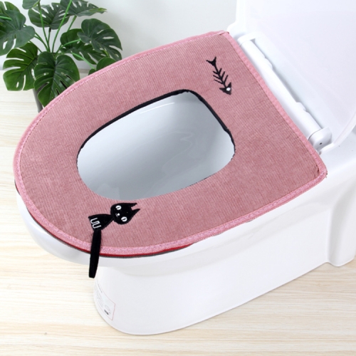 

Washable Bathroom Toilet Seat Cover Warmer Soft Cushion Pad Closestool Lid Mat Household Products(Rose Red)