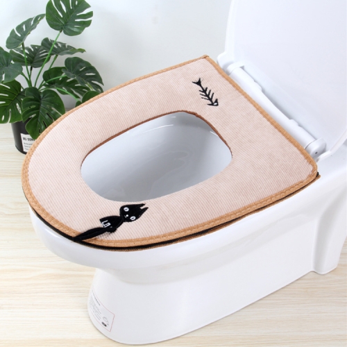 

Washable Bathroom Toilet Seat Cover Warmer Soft Cushion Pad Closestool Lid Mat Household Products(Beige)