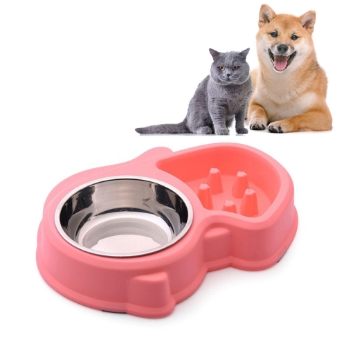 

Squirrel Shape Dual-use Slow Dood Anti-choke Plastic Dog Bowl Pet Supplies(Pink)