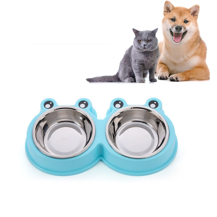 

Stainless Steel Dog and Cat Double Bowl Pet Supplies(Blue)