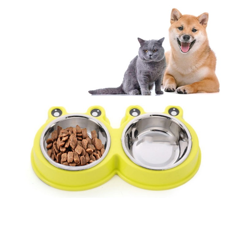 

Stainless Steel Dog and Cat Double Bowl Pet Supplies(Green)