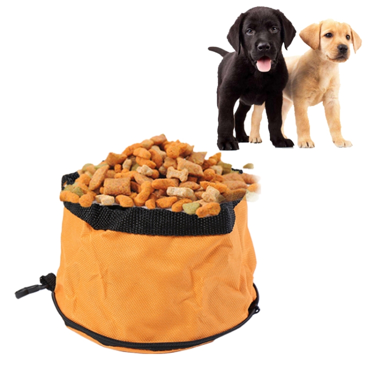 

Pet Travel Portable Folding Oxford Cloth Waterproof Dog Bowl with Zipper(Yellow)