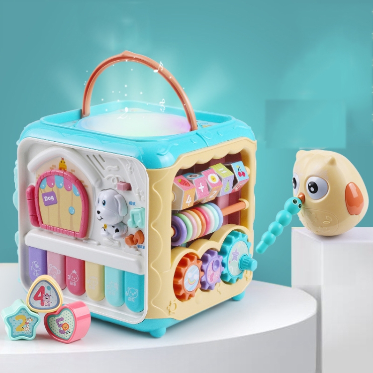 

Children Educational Toys Multi-functional Six-sided Music Box Hand Drum(Mint Green)