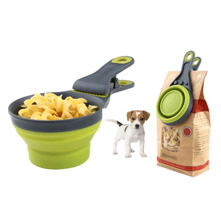 

Creative Multifunctional Pet Silicone Collapsible TPE Dog Food Spoon Sealing Clip(Green)