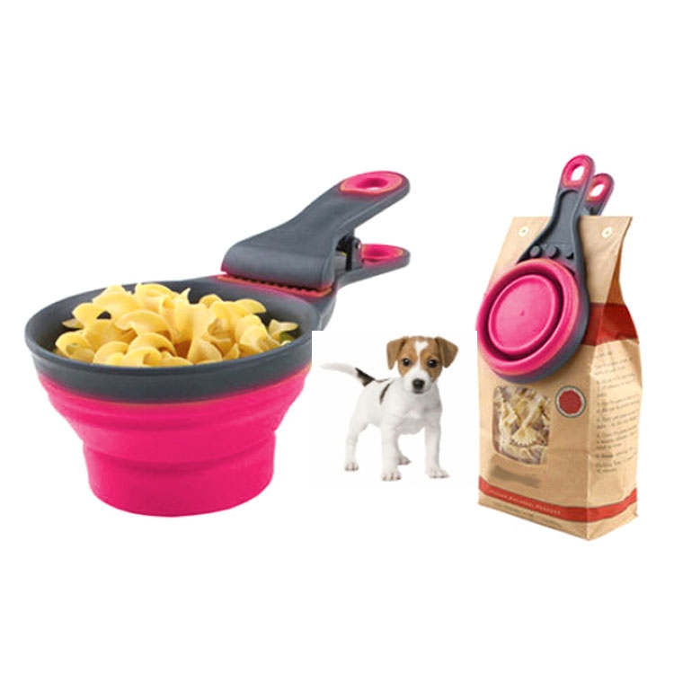 

Creative Multifunctional Pet Silicone Collapsible TPE Dog Food Spoon Sealing Clip(Pink)
