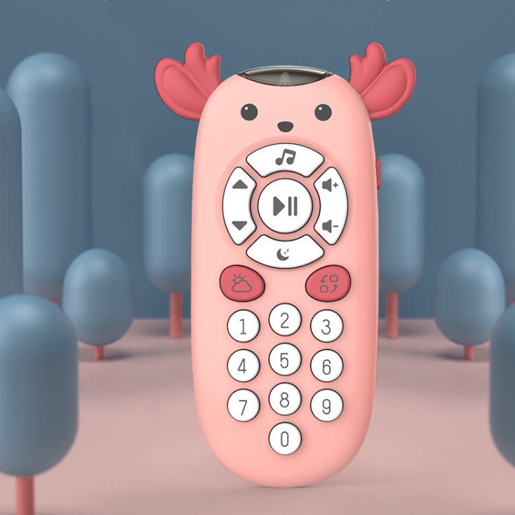 

Children Simulation Deer Remote Control Mobile Phone Toy Baby Music Early Education Machine(Pink)