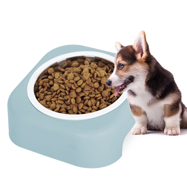 

Pet Stainless Steel Bowl Dog Cat Slope Food Bowl(Blue)