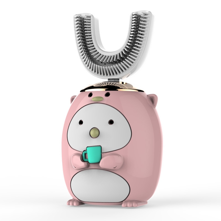 

U-shaped Children Electric Toothbrush Baby Rechargeable Brushing Artifact, Style:Children Edition(Penguin Powder)