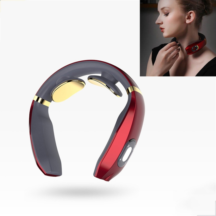 

Cervical Vertebra Massager Charging Intelligent Pulse Physiotherapy Instrument Electromagnetic Vibration Neck Protector, Colour:Red