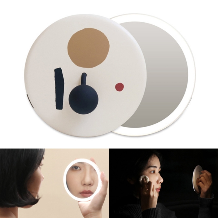 

Handheld Makeup Mirror for Girls Compact and Portable Rechargeable LED Makeup Mirror(Apricot White)
