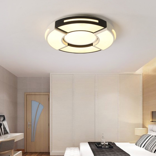 

Creative Round Ceiling Lamp Simple Modern Geometric LED Living Room Bedroom Light, Diameter:40cm(Warm Light)