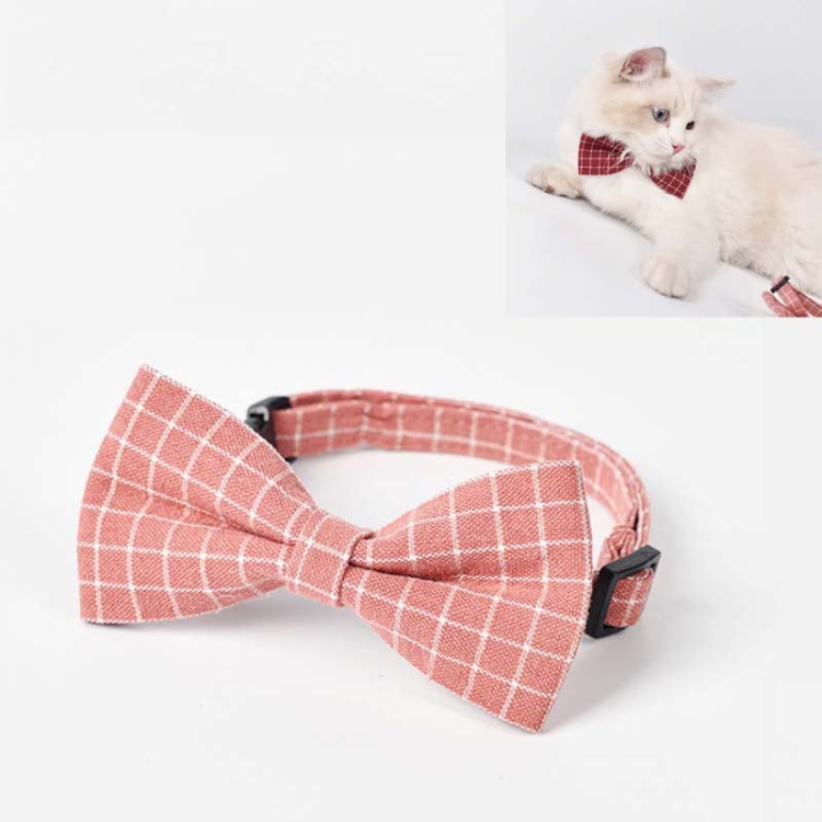 

2 PCS Pet Plaid Bow Tie Cat Small Dog Accessories, Size:S(Pink)