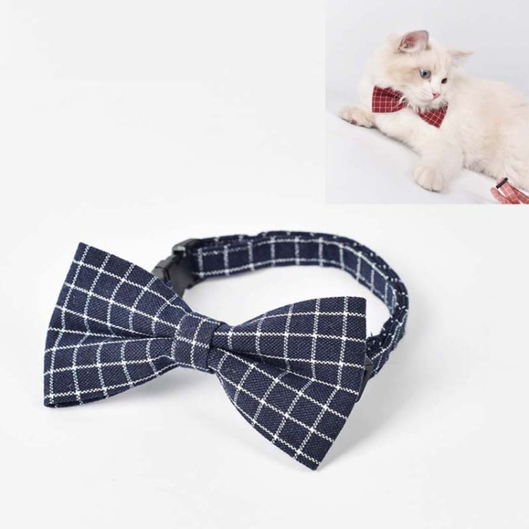 

2 PCS Pet Plaid Bow Tie Cat Small Dog Accessories, Size:M(Dark Blue)