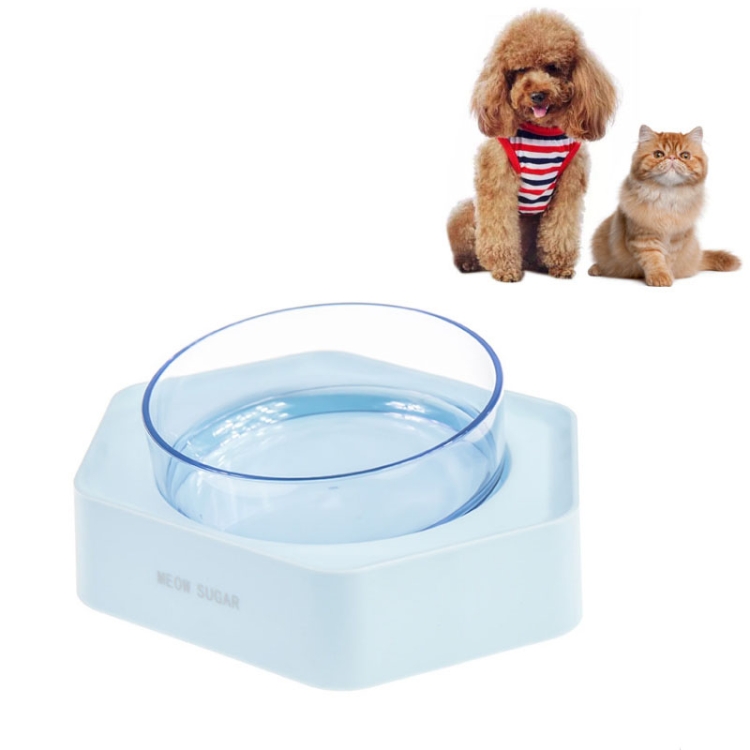 

Pet Inclined Mouth Anti-tipping Dog and Cat Plastic Bowl Water Dispenser, Style:Single Bowl(Blue)