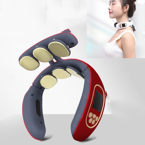 

6-head Cervical Spine Shoulder Massager Multi-function Hot Compress Electric Pulse Home Intelligent Neck Protector(Red)