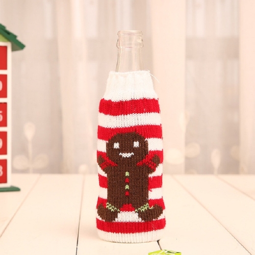 

Cartoon Knitted Woolen Bottle Set Christmas Table Decoration(Cookie man)