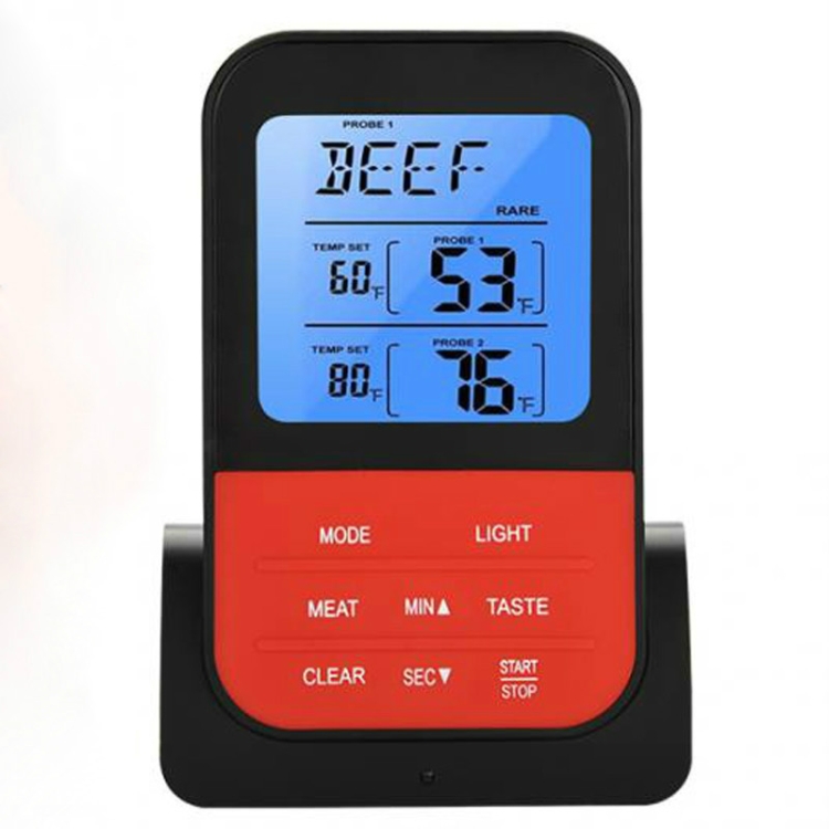 

LCD Digital Food Thermometer with Dual Probe Sensors Timer(Black)
