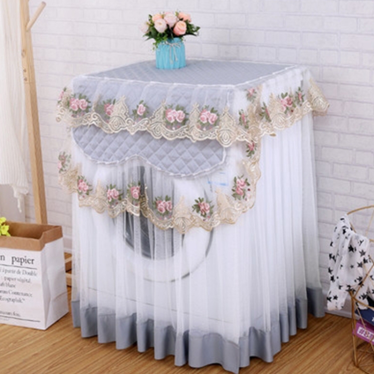 

Cloth Lace Automatic Washing Machine Dust Sunscreen Cover For Roller(Rose Grey)
