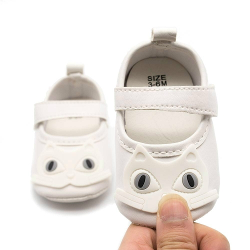 

Baby PU Leather Cartoon Soft Soled Non-slip Footwear Crib Shoes, Size:11cm(White)