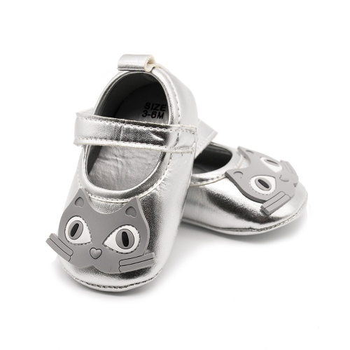 

Baby PU Leather Cartoon Soft Soled Non-slip Footwear Crib Shoes, Size:12cm(Silver)