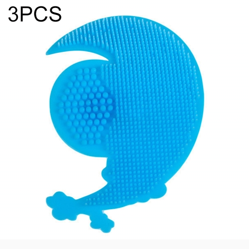 

3 PCS Cartoon Baby Child Shampoo Brush Safety Comb Silicone Cleaning Bath Rub Massage Brush(Blue Moon)