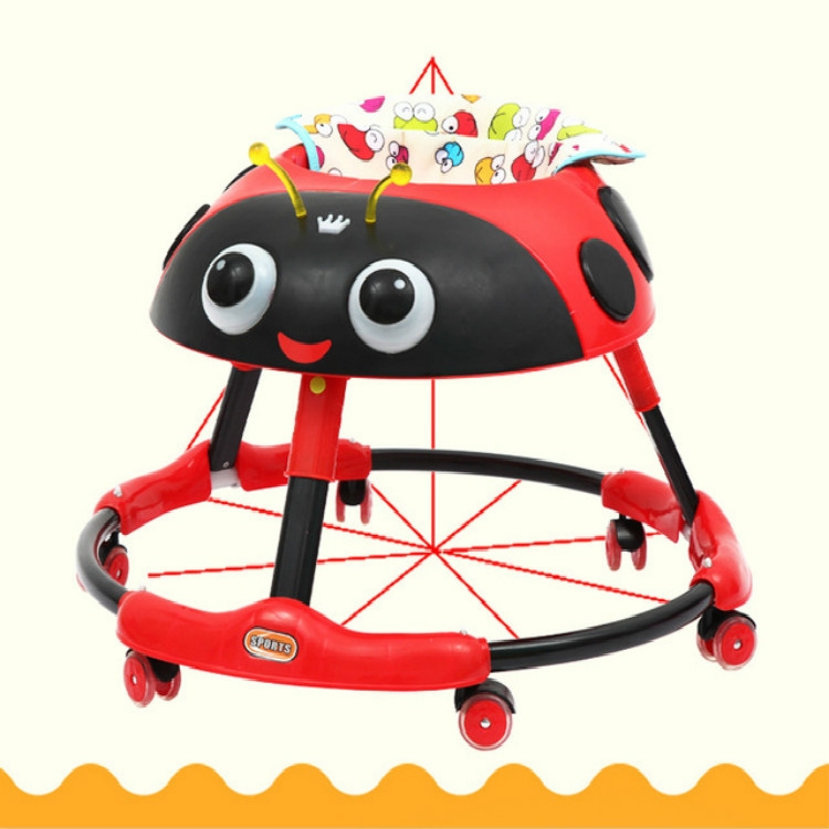 

Cartoon Baby Walker with Wheels Multifunctional Rollover Folding Child Toddler Walker Car Walking Assistant(Red)