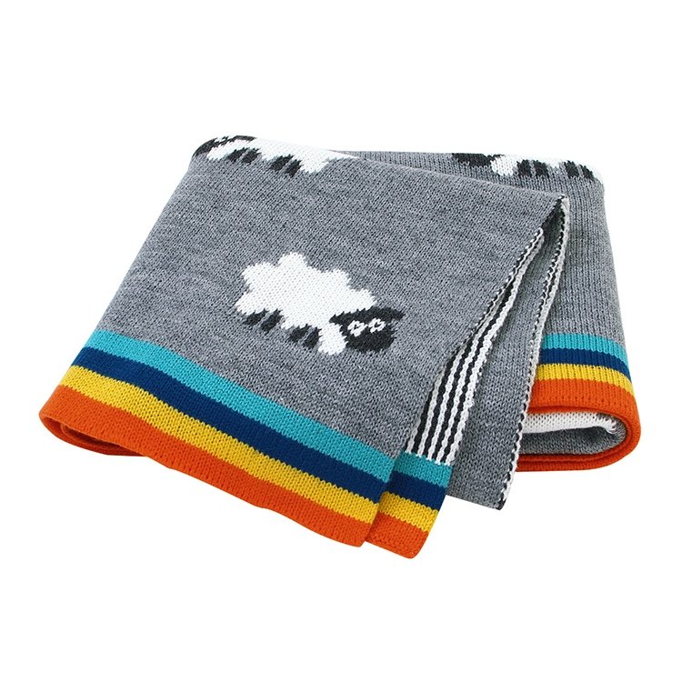 

Children Sheep Knit Blanket(Gray)