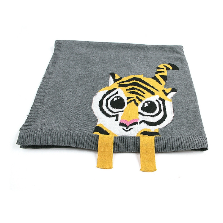 

Children Cartoon Tiger Knitted Blanket(Dark Brown)