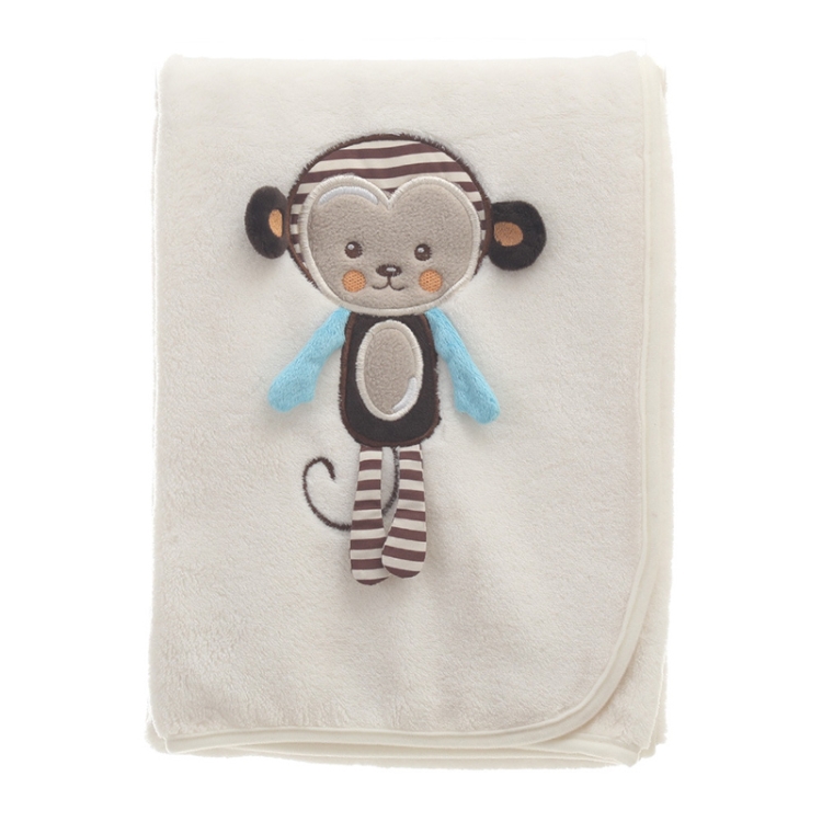 

Cartoon Animals Coral Fleece Soft Baby Blanket(Monkey)