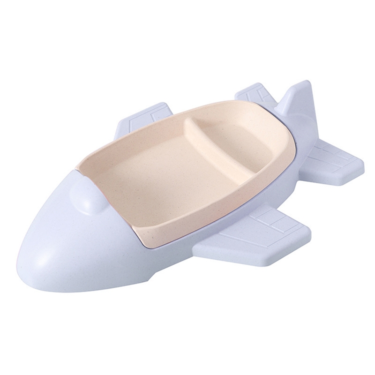 

Bamboo Fiber Cartoon Airplane Children Tableware Set(Blue)