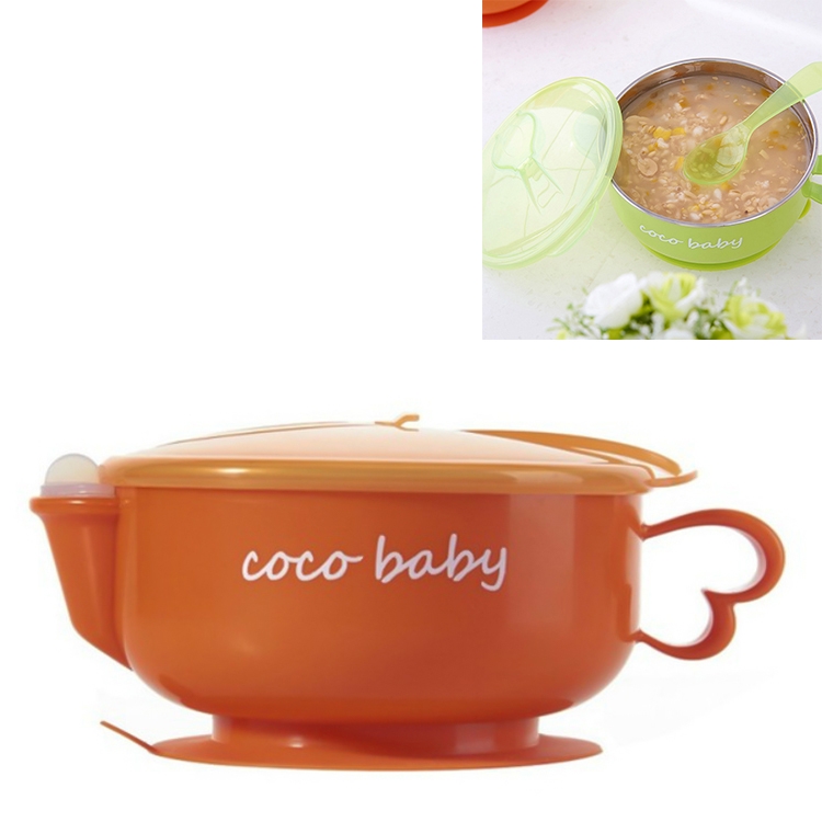 

Children Stainless Steel Water Suction Cup Bowl(Orange)