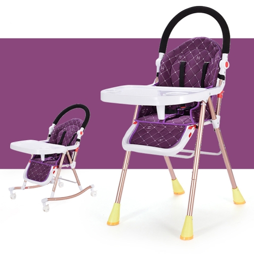 

3 In 1 Portable Folding Multi-functional Baby Highchair Dining Seat Table Adjustable Baby Rocking Chair(Purple)