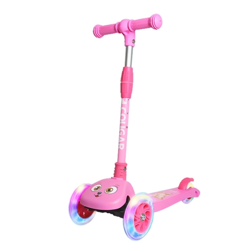 

MHBC-09 Cartoon Dog Pattern Three-wheel Foldable Height Adjustable Children Scooter with Flash Function(Pink)