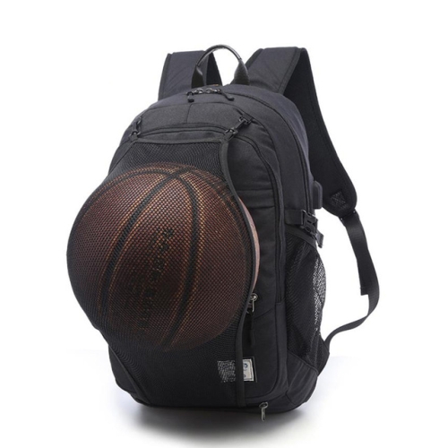 

Multifunction Student Basketball Bag Men Outdoor Hiking Fitness Sports Bag, with External USB Charging Port(Black)